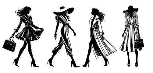 Fashionable Scale Figure Silhouette People 