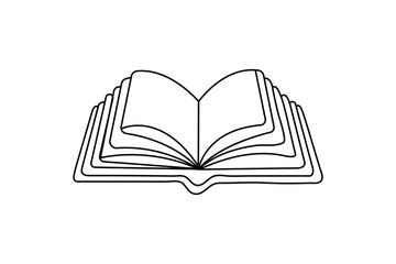online Drawing of a book single line art design on white background 
