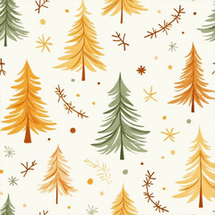 marry christmas and happy new year cute pastel golden tree pattern seamless wrapping paper concept vector illustration hd backdrop background wallpaper 