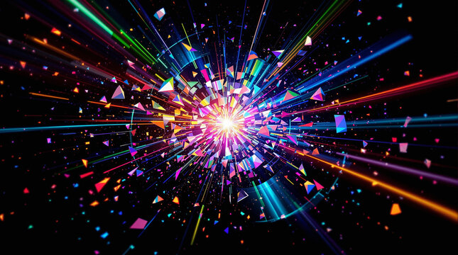 Exploding Vinyl Record Breaking into Vibrant Fragments Music Background