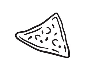 Nachos doodle hand drawn single icon. Nachos drawing line isolated clipart element.