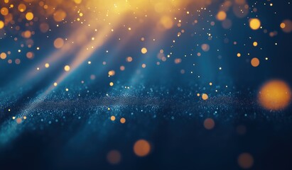 Obraz premium Abstract Blue Holiday Background with Scattered Lights and Text Space for Christmas, New Year Celebrations