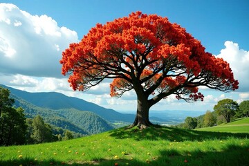 Ipecacuanha Carapichea ipecacuanha tree in full bloom, landscape, tree, forest