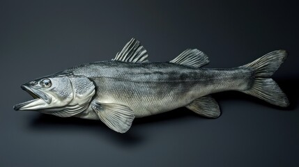 Realistic Full Body Representation of a Fish on a Dark Background for Nature and Aquatic Themes