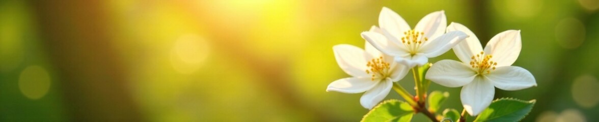 Obraz premium Delicate jasmine flowers unfold in the warm sunlight of a summer day, blossoms, blossom