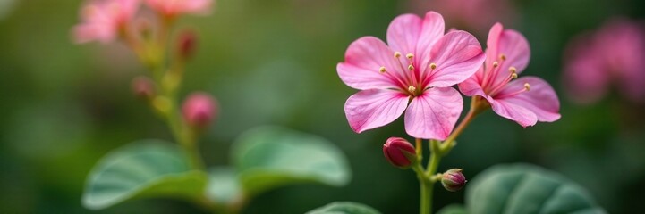 Fototapeta premium delicate pink geranium flower stems and leaves, botanical, pink, geranium