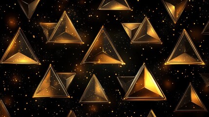 Obraz premium Abstract Golden Triangles Pattern Background Luxury Geometric Design Dark Sparkle