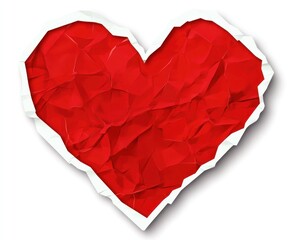 Crumpled red paper heart shape.