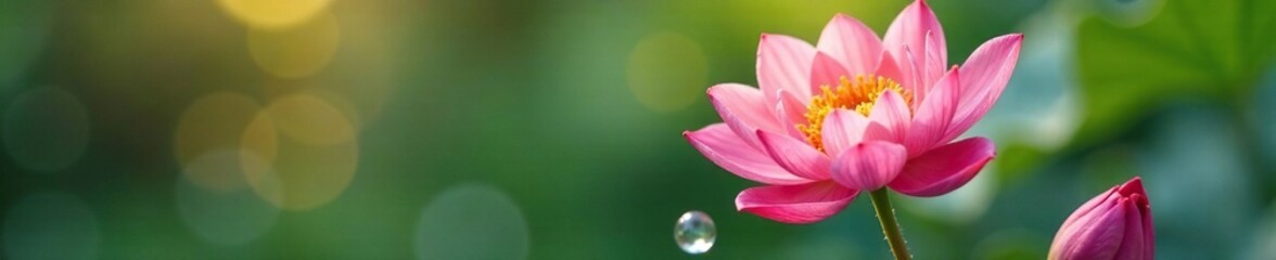 Fototapeta premium colorful soap bubble floating near a delicate flower, calming atmosphere, botanical