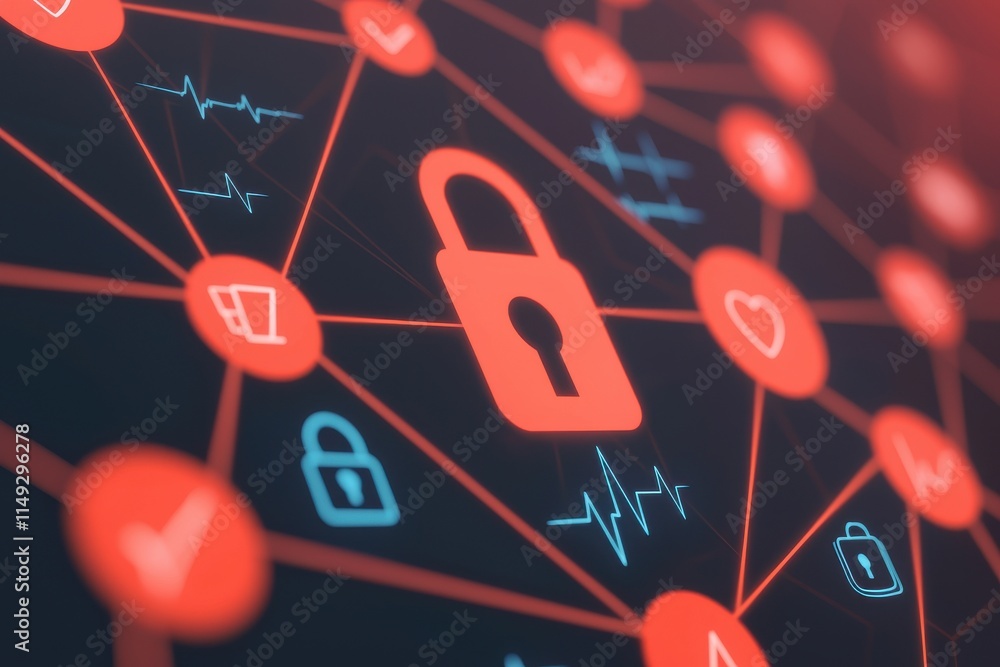 Poster cybersecurity measures in digital networks protecting data privacy in a tech-driven environment
