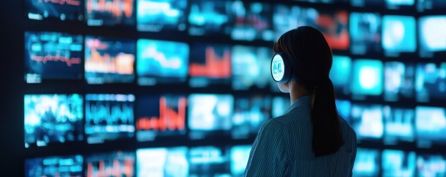 Analyzing digital data trends control room image capture modern environment perspective technology insights