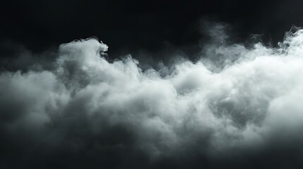 Obraz premium smoke or steam clouds over black background, smoke on dark background captured in high-resolution detail