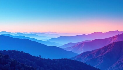 Fototapeta premium Gradient blue abstract landscape with hills and valleys, scenery, natural