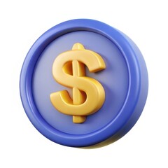 Obraz premium A colorful, stylized coin featuring a dollar sign, symbolizing currency, financial transactions, and economic concepts.