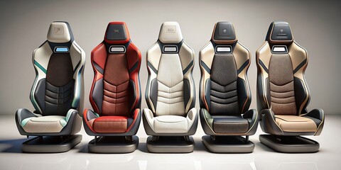 Modern Car Bucket Seat Designs: 6 Stylish Black & Two-Tone Illustrations for Web & Mobile