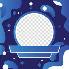 Obraz premium Twibbon Blue Abstract Background with Transparent Frame and Geometric Patterns