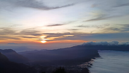 Fototapeta premium Sunrise view from Mount Bromo in Indonesia