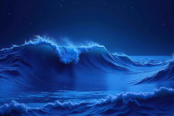 Fototapeta premium Deep sea wave pattern with dark indigo blue and purple hues, deep sea, dark