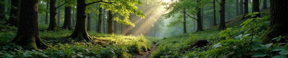 Fototapeta premium Dense foliage of trees surrounding Steinbruch, forest, steinbruch, woodlands
