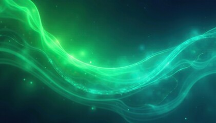 Obraz premium Dreamlike curves of green and blue light dancing in the air, ethereal, dreamlike, mesmerizing