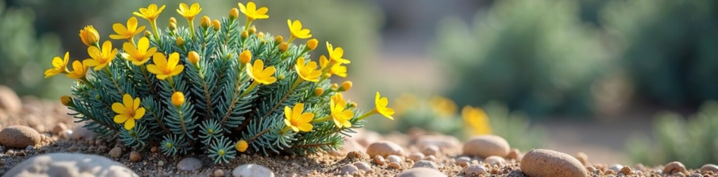 Small tree or shrub with gray-green branches and yellow flowers, Mediterranean, silverleaf, saltbrush