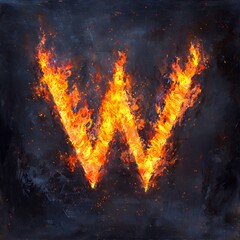 Fiery 'W' Abstract: Inferno Letter Art