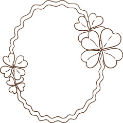 Whimsical Hand-Drawn Lucky Clover Frame Border Vector Illustration