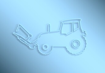 Agricultural machinery. Vehicle for field farm work. Industrial tractor transport icon. 3D render