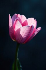 Fototapeta premium Delicate flower petals unfolding in the darkness, luminous blooms, floral sequence, blooming