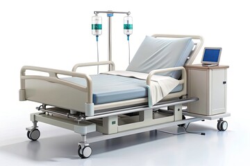 3D Render Hospital Bed Electronic Control Console Dropper Table Medical Equipment
