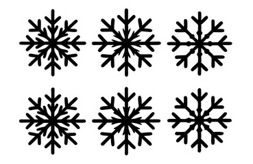 set of snowflakes on white background