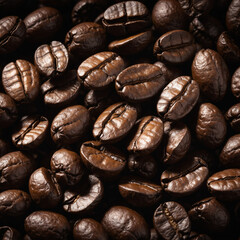 Fototapeta premium Coffee Beans Closeup On Dark Background