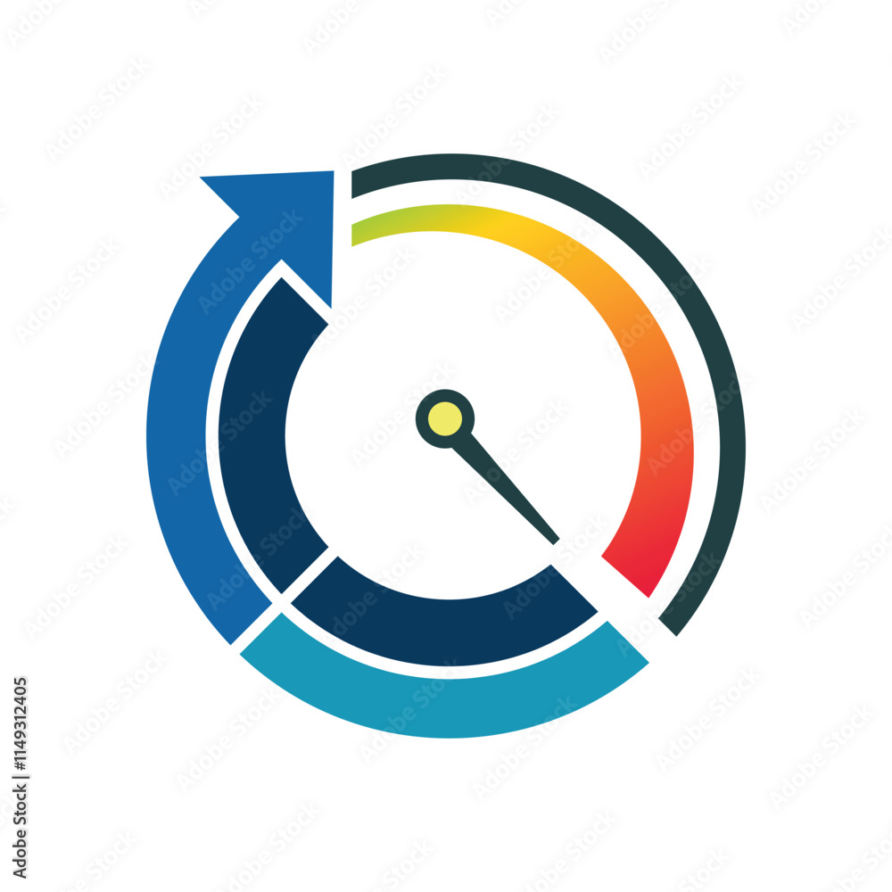 Aufkleber a flat logo of a speedometer with circular arrow and speed indicator