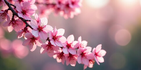 Soft pink blossoms cascade down a blooming maple tree, branch, maple blossom