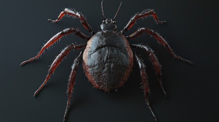 Detailed Close-up of a Full Body Spider with Intricate Texture Against a Dark Background