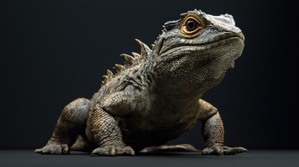 Fototapeta premium Detailed Close-Up of a Full-Bodied Lizard with Spiny Texture and Unique Facial Features