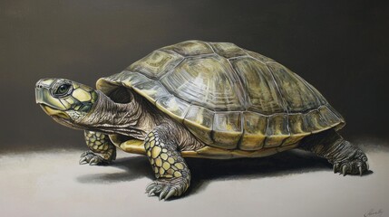 Fototapeta premium Realistic Full Body Image of a Tortoise on a Plain Background Capturing Natural Detail and Texture in Art