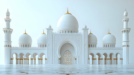 Fototapeta premium A grand white architectural structure with domes and intricate designs.