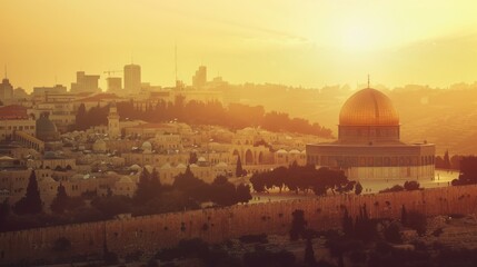 Fototapeta premium Sunset Over the Dome of the Rock in Jerusalem
