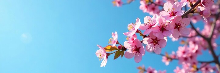 Obraz premium colorful blossom branch against a clear blue sky, spring, outdoor