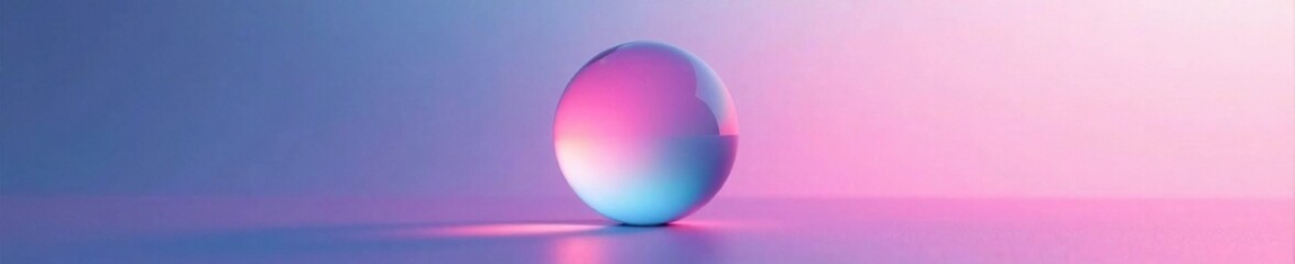 Obraz premium Glass orb suspended above a gradient of pink to blue hues, dreamy, abstract