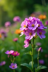 Fototapeta premium Purple lythrum in full bloom amidst wildflowers, garden, nature