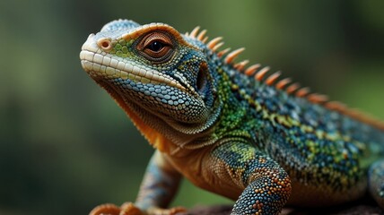 Obraz premium Close-up of a vibrant, colorful lizard.