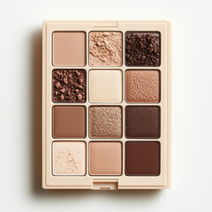 Fototapeta premium A stylish eyeshadow palette featuring colorful shades in mocha mousse tones. The elegant and trendy design captures the essence of modern beauty, offering versatile options for a chic and glamorous lo