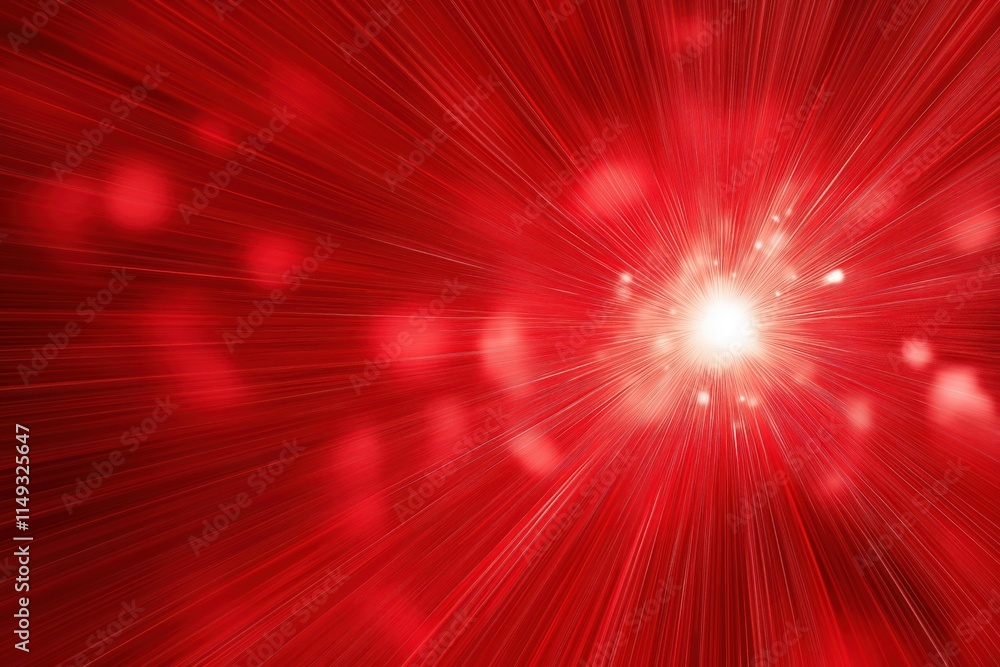Poster dynamic red light burst creates festive background. bright vibrant rays radiate outward from central