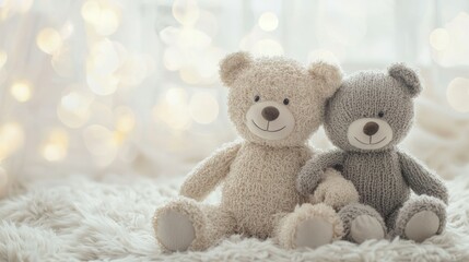 An adorable soft background featuring plush toys and soft colors, creating a warm and inviting atmosphere for baby portraits