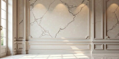 Elegant plastered wall with marble effect and delicate molding, sophisticated, molding, opulent