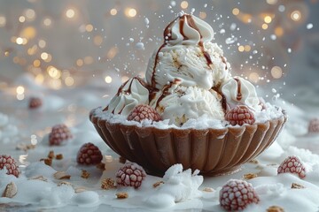 Banana Split ice cream flavor cut out on a white background