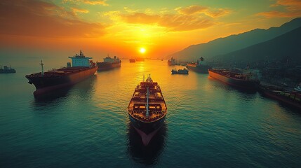 Fototapeta premium Portside View of the Arabian Sea at Sunset