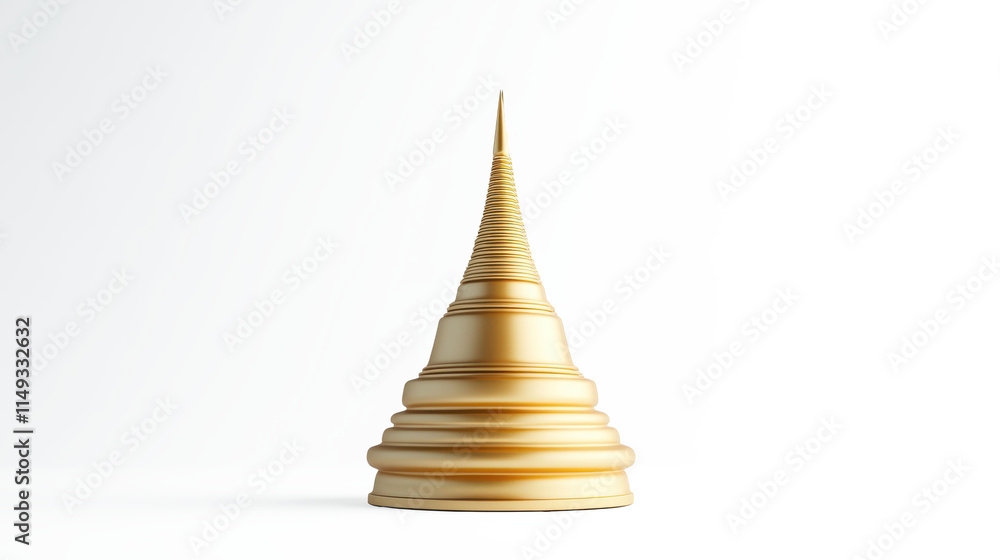 Wall mural A gold tower with a pointed top on transparent background